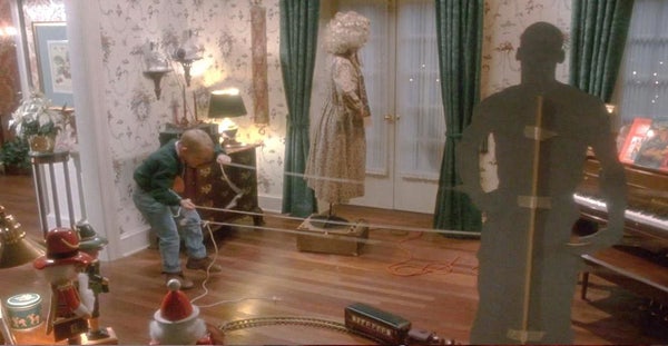 Home Alone Movie Extract Train with Cardboard figure